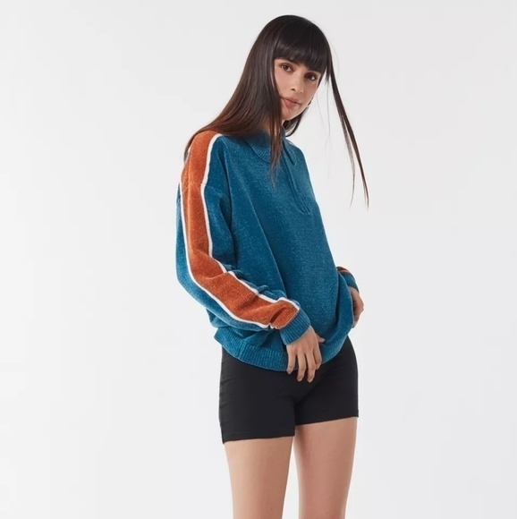 Urban Outfitters Juno Velour Half-Zip Sweater - Picture 2 of 11